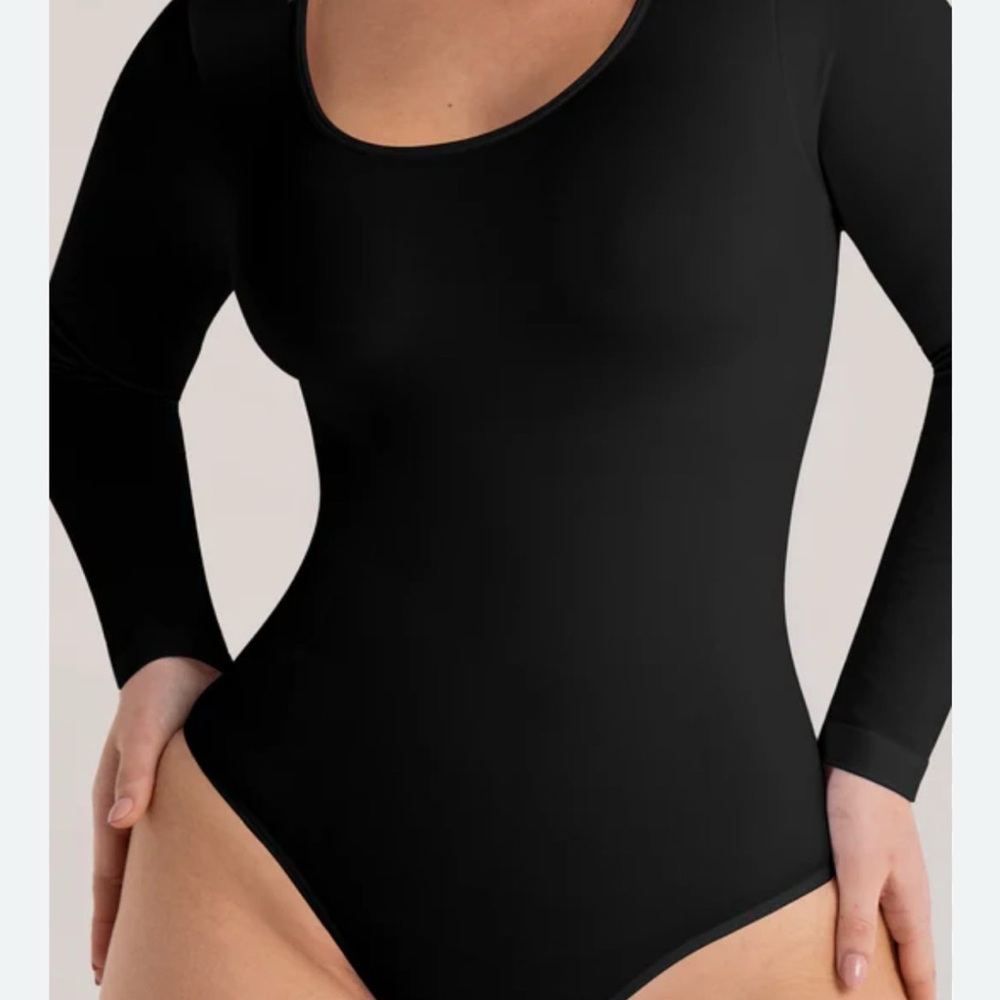 Shapermint Essentials Long Sleeve Bodysuit in Black